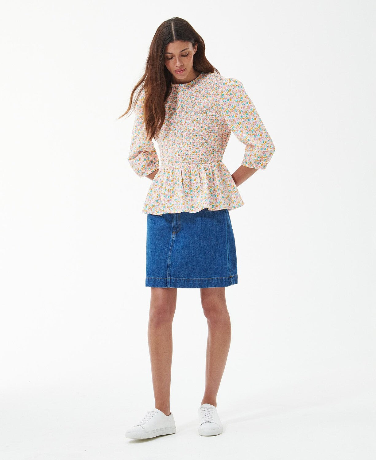 Barbour Azalea Floral Shirred Neck Top