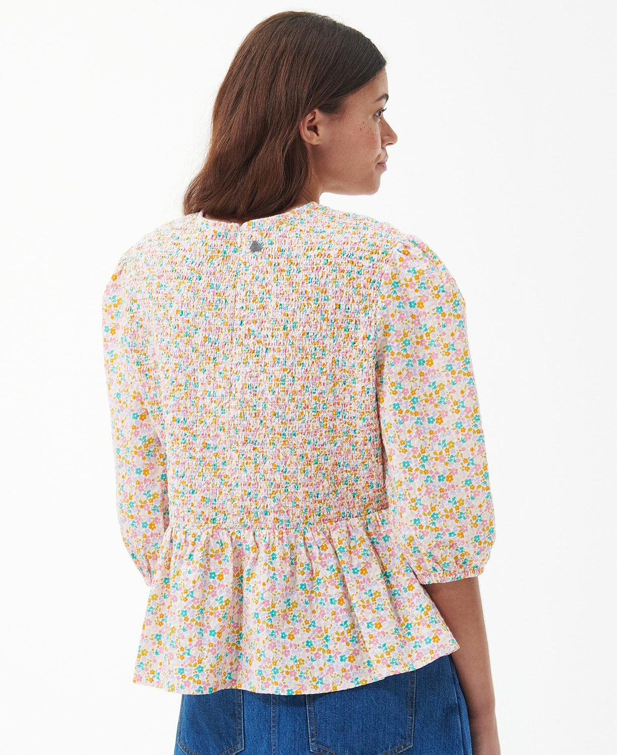 Barbour Azalea Floral Shirred Neck Top