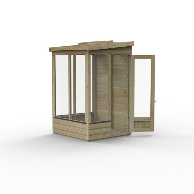 Forest Garden Lean To Greenhouse 4 X 4 Solid Back