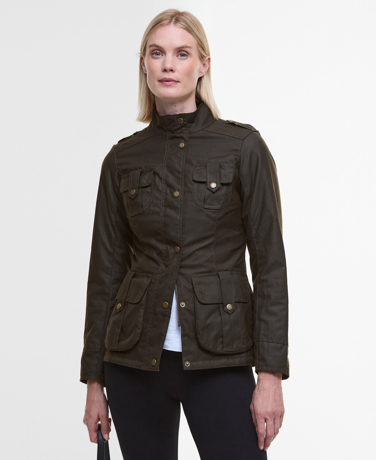 Barbour Winter Defence Wax Jacket in Olive with Classic Tartan