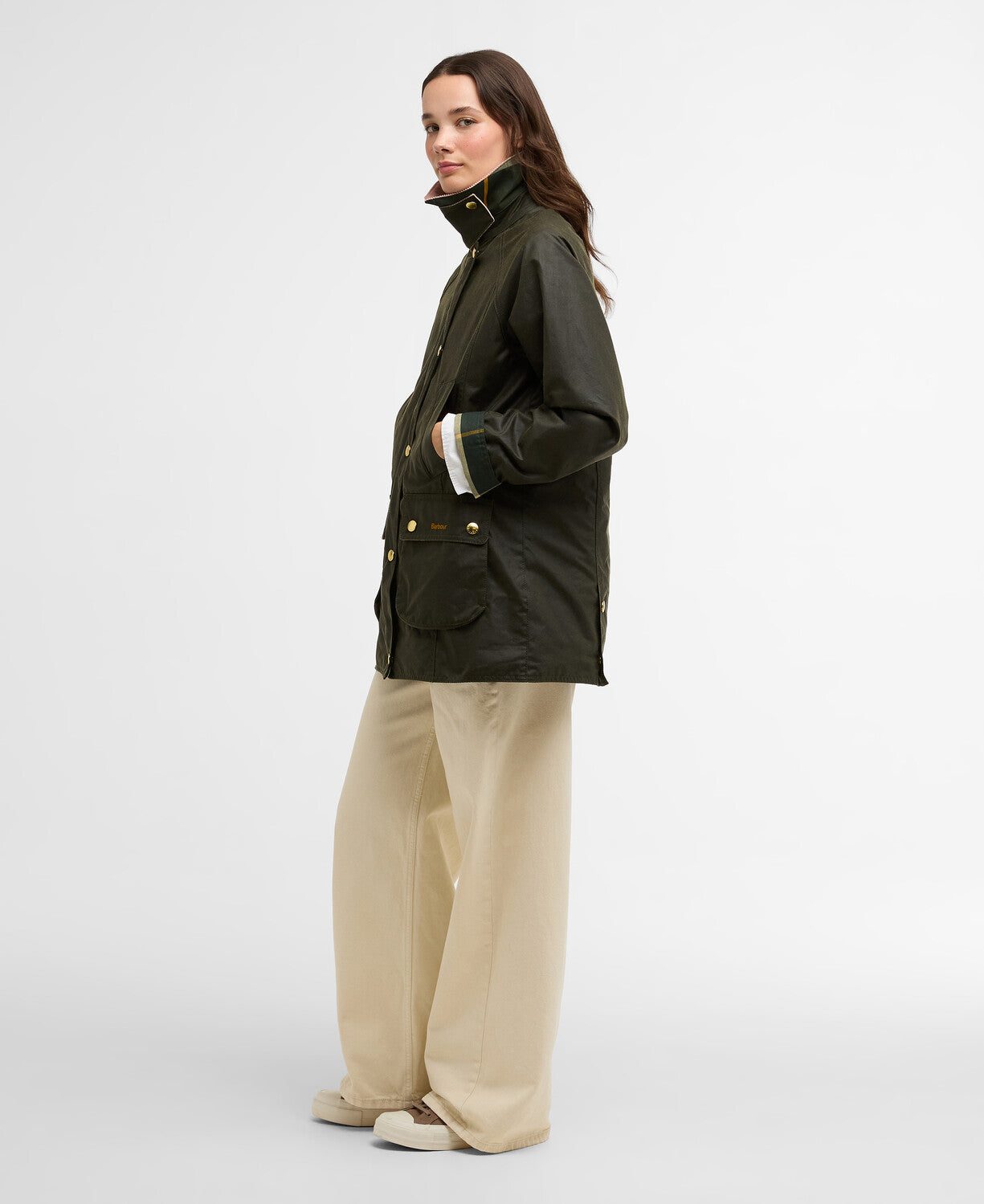 Barbour Modern Beadnell Waxed Jacket in Archive Olive/Ancient