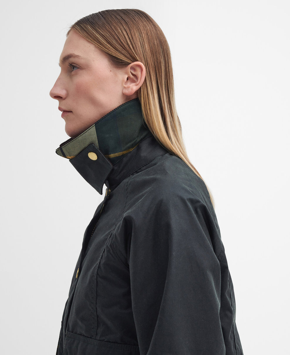 Barbour Cropped Beadnell Wax Jacket - Black