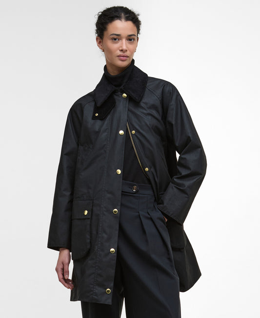 Barbour Long Beadnell Wax Jacket - Black/Classic