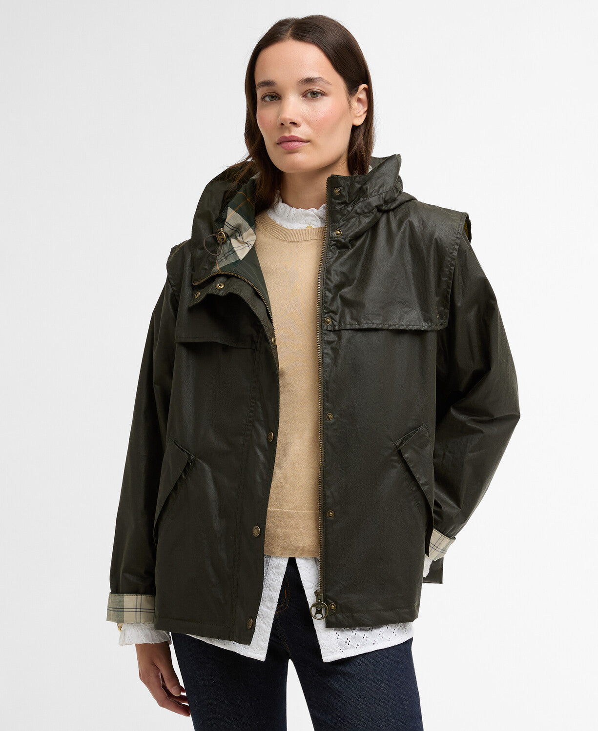 Barbour Ornella Wax Jacket in Archive Olive