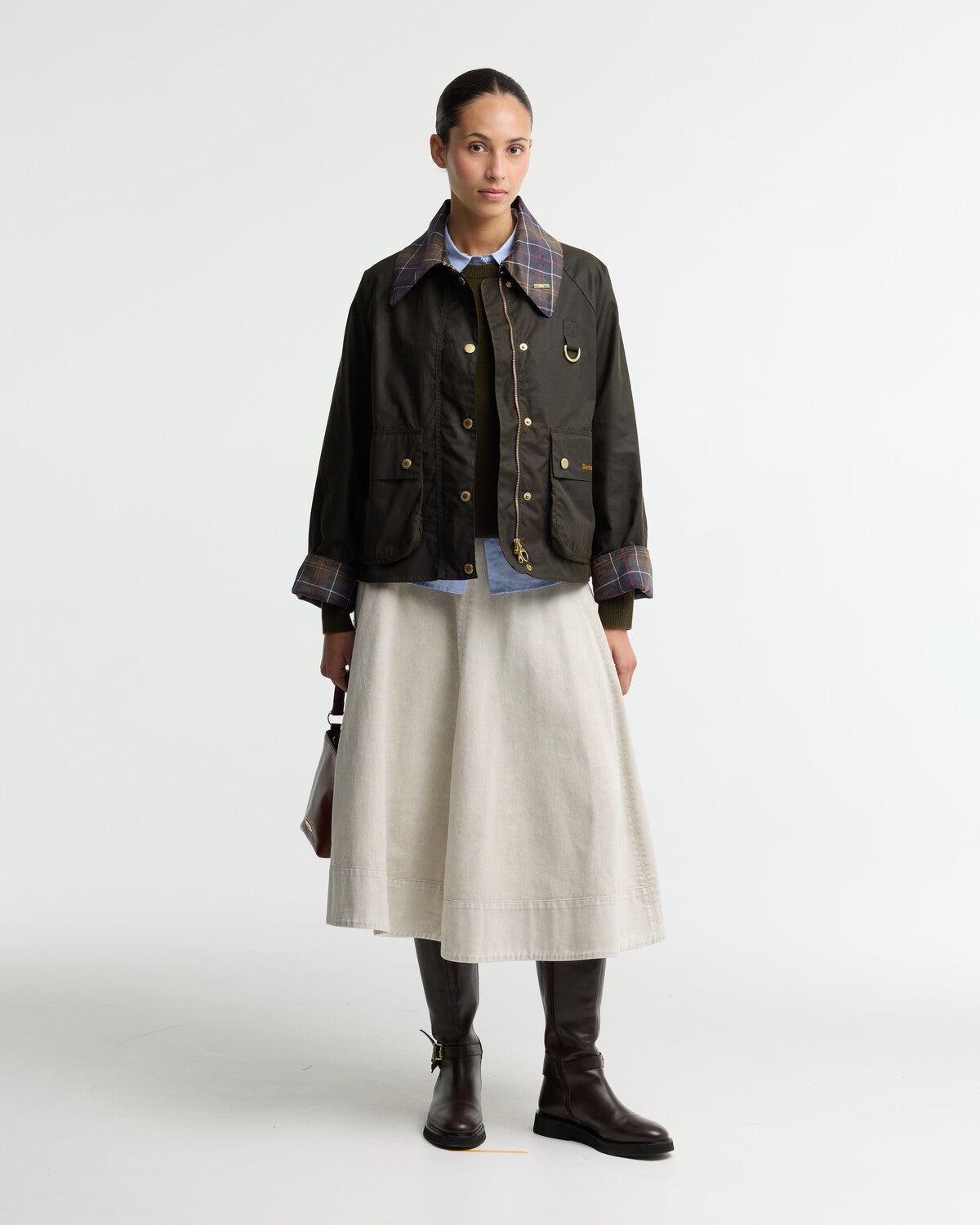 Barbour Icons Tartan Collar Spey Women's Waxed Jacket