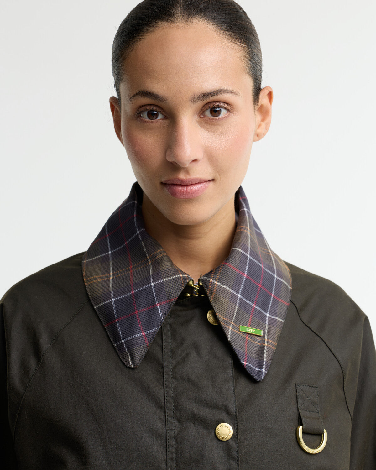 Barbour Icons Tartan Collar Spey Women's Waxed Jacket