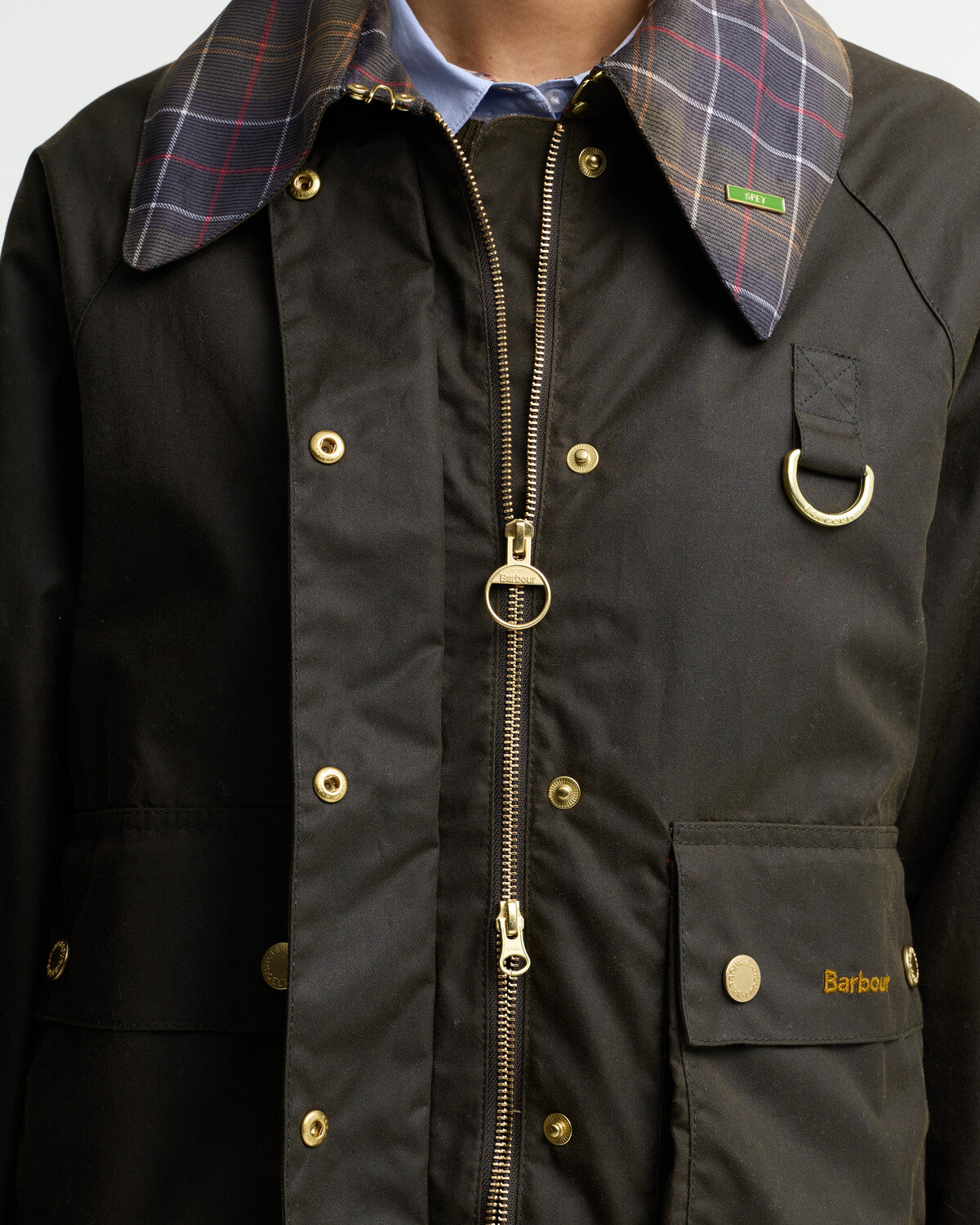 Barbour Icons Tartan Collar Spey Women's Waxed Jacket