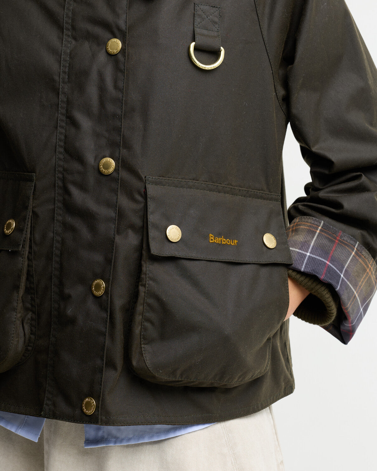 Barbour Icons Tartan Collar Spey Women's Waxed Jacket