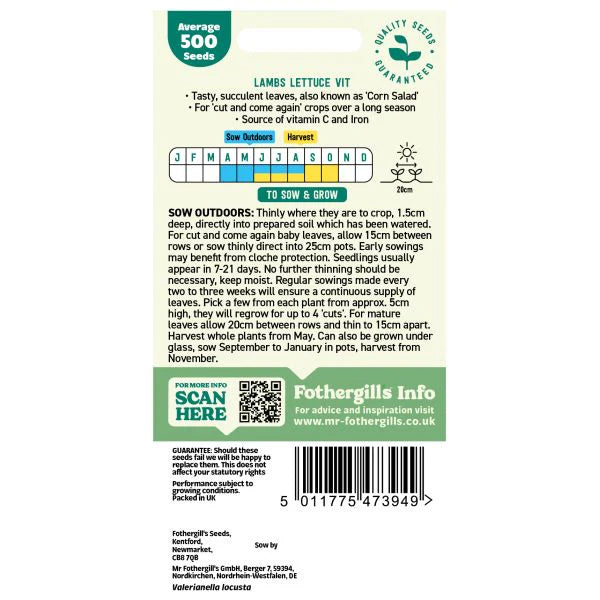 Fothergill's Lambs Lettuce Vit Vegetable Seeds
