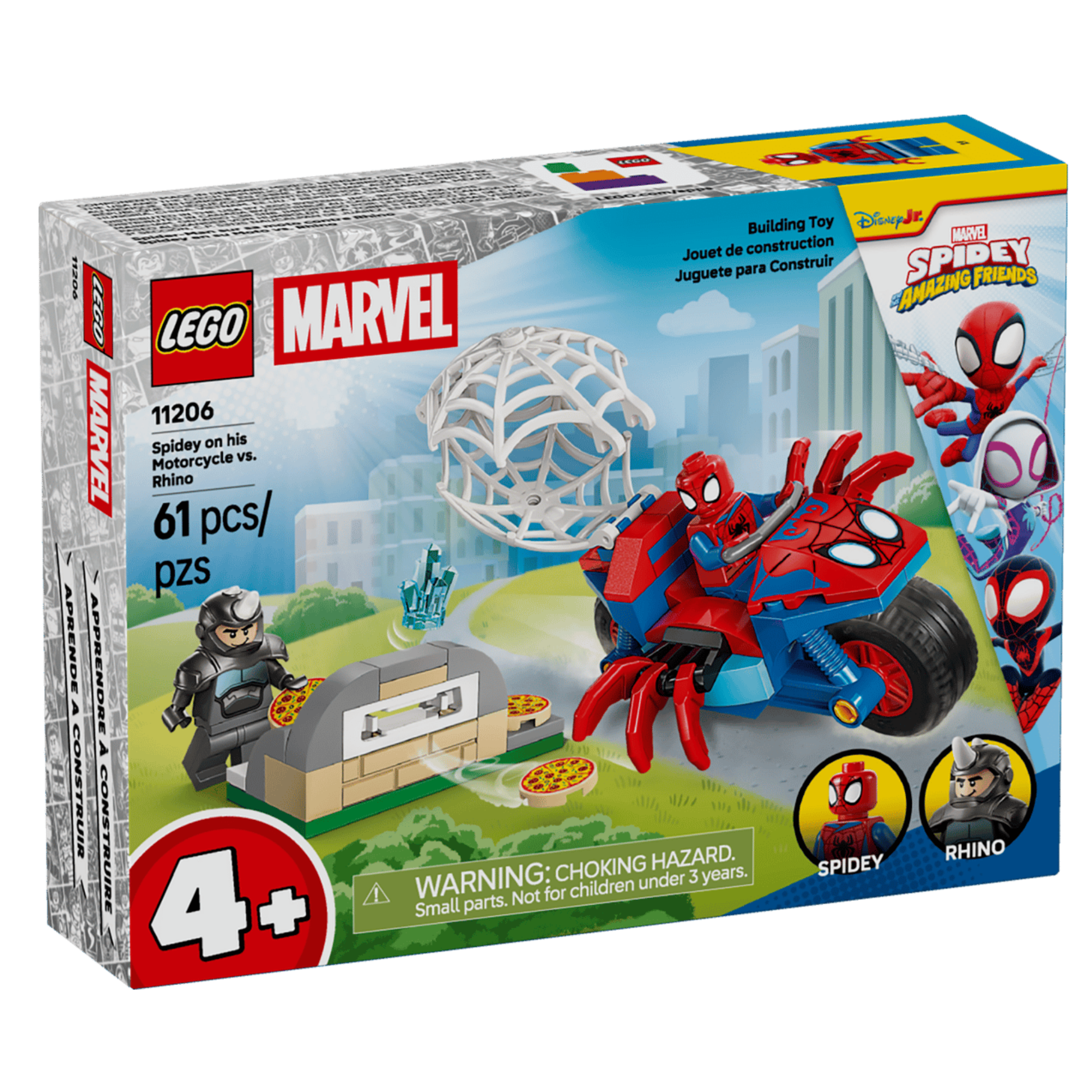 Lego Marvel Spidey on his Motorcycle vs. Rhino 11206