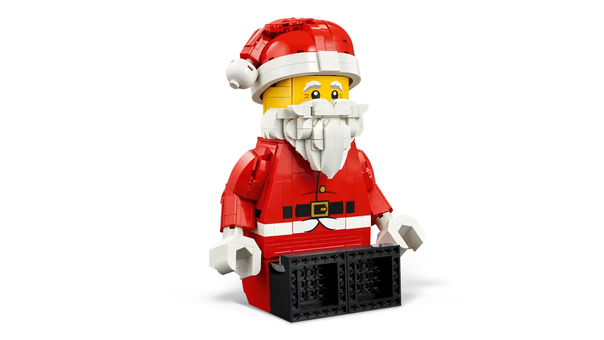 LEGO Up-Scaled Santa Minifigure set 40820 featuring a buildable posable Santa Claus figure in a red outfit and hat.