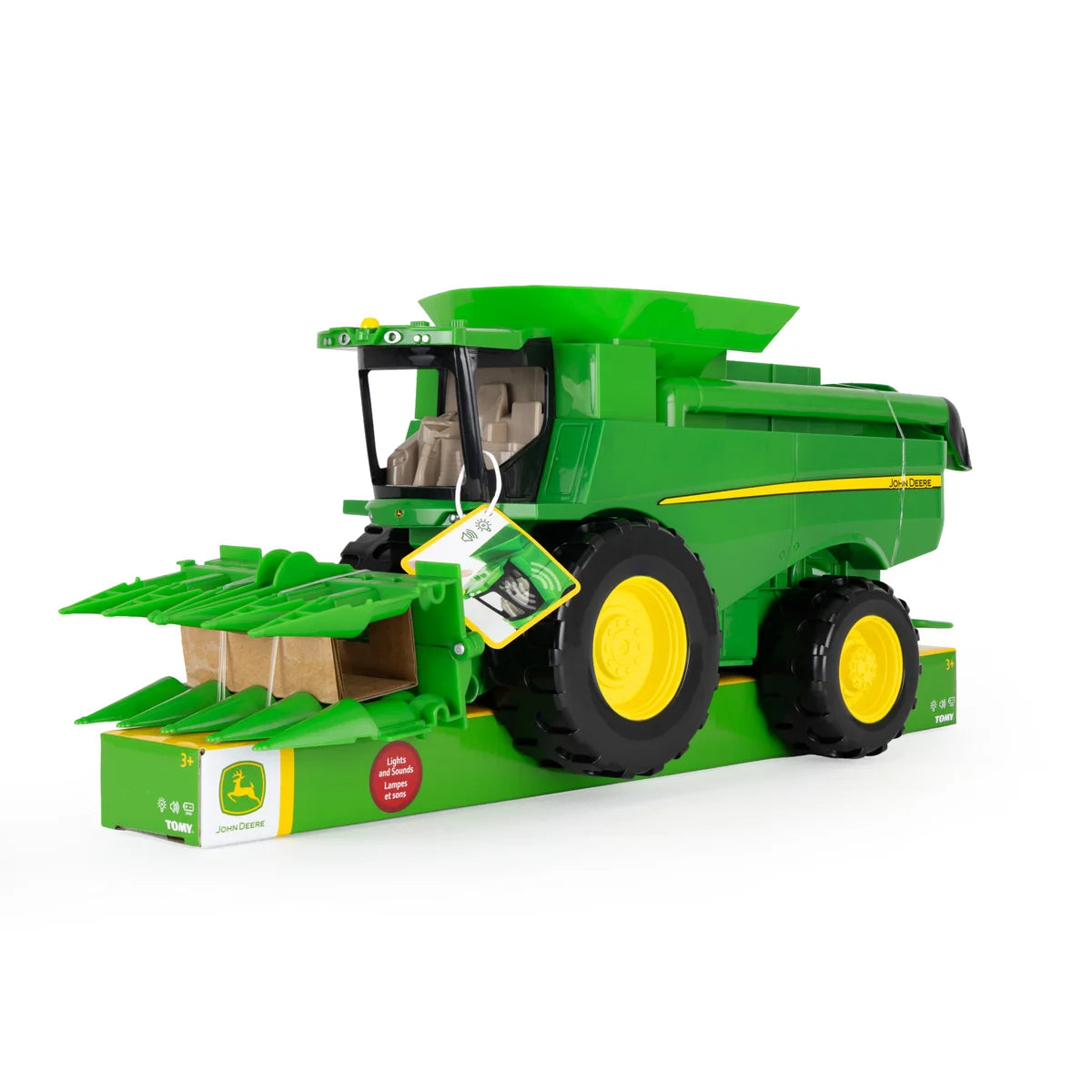 John Deere Kids Lights & Sound toy combine harvester with folding corn head and lights