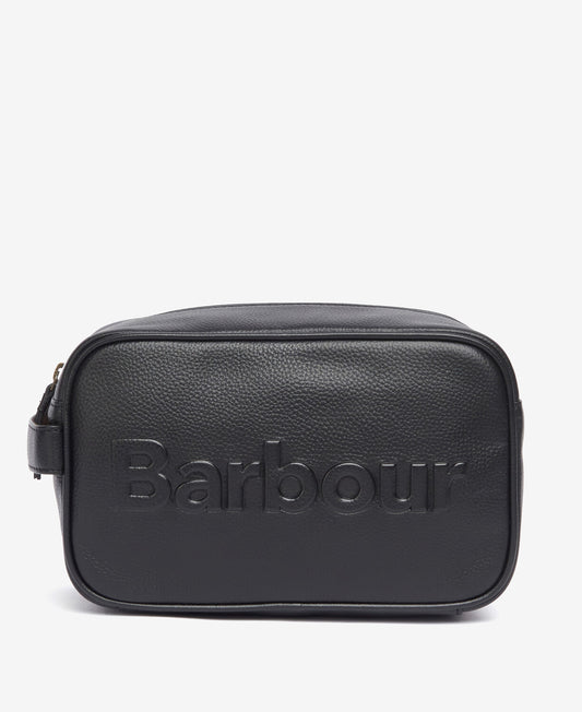Barbour Debossed Logo Leather Wash Bag