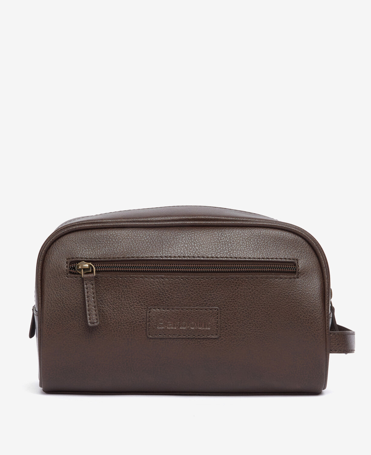 Barbour Leather Washbag in Dark Brown