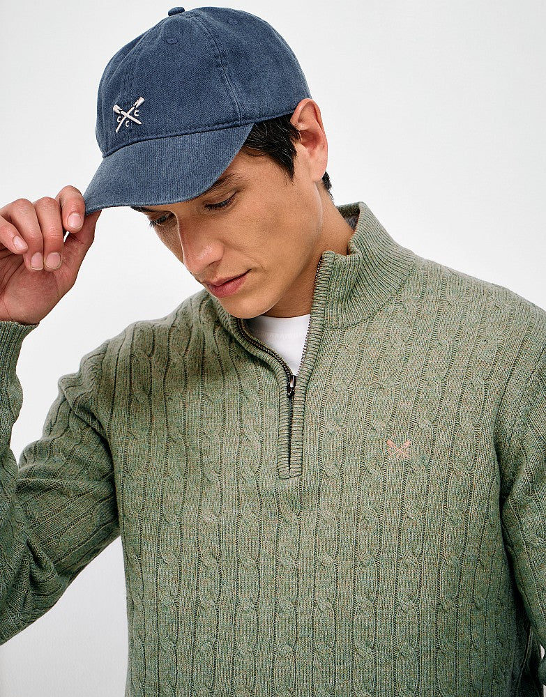 Crew Clothing Men's Lambswool Cable Knit Half Zip Jumper