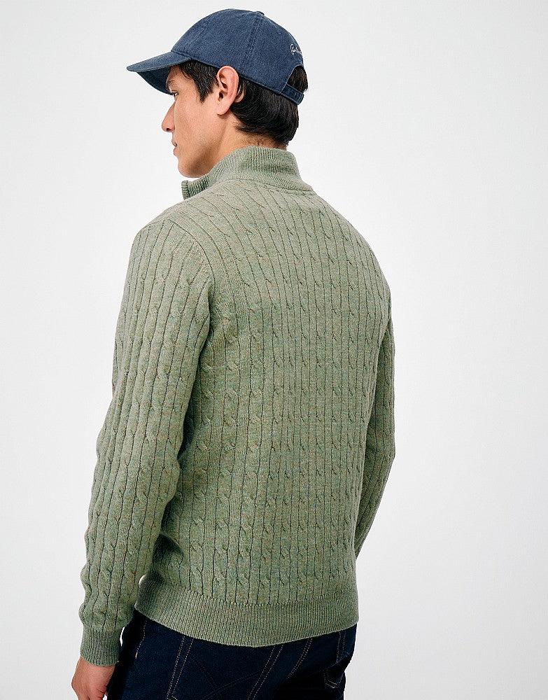 Crew Clothing Men's Lambswool Cable Knit Half Zip Jumper