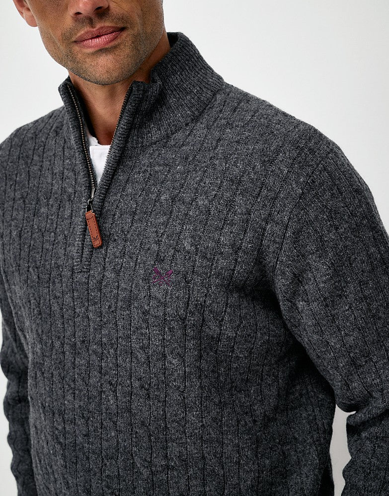 Crew Clothing Men's Lambswool Cable Knit Half Zip Jumper