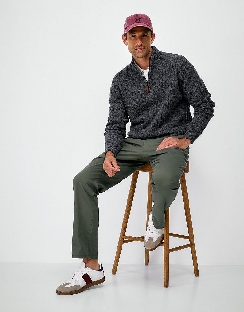 Crew Clothing Men's Lambswool Cable Knit Half Zip Jumper