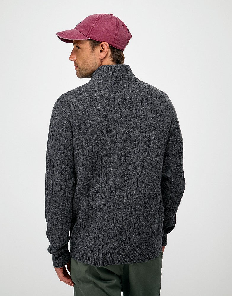 Crew Clothing Men's Lambswool Cable Knit Half Zip Jumper