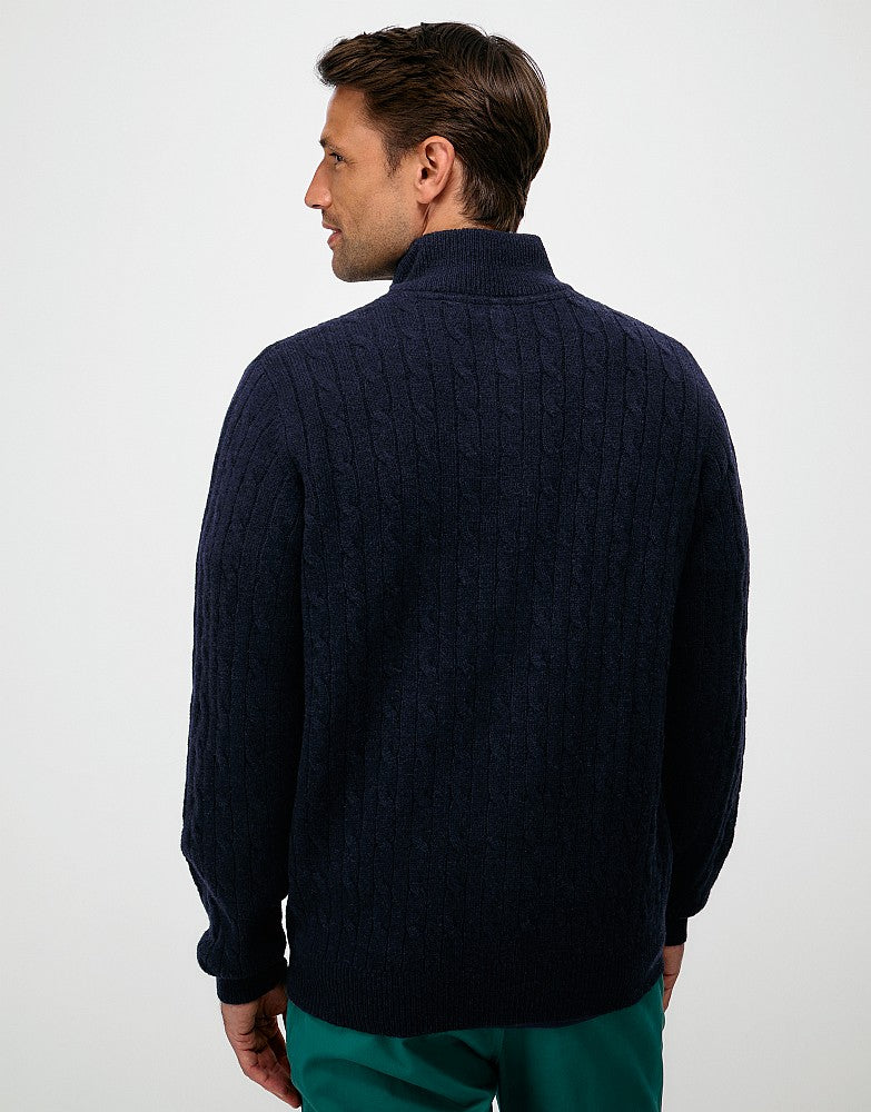 Crew Clothing Men's Lambswool Cable Knit Half Zip Jumper
