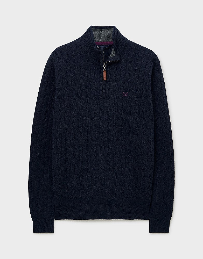 Crew Clothing Men's Lambswool Cable Knit Half Zip Jumper