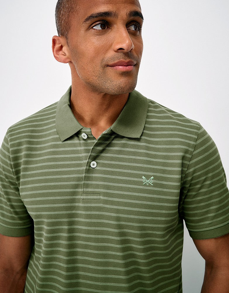 Crew Clothing Thin Birdseye Stripe Pique Polo Shirt