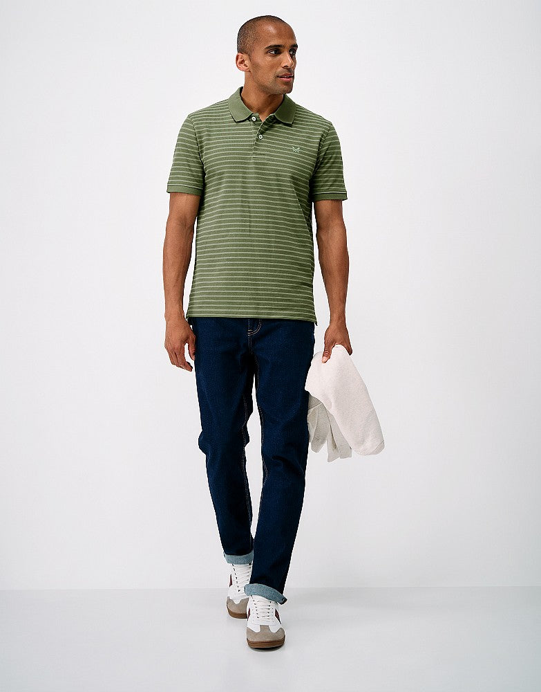 Crew Clothing Thin Birdseye Stripe Pique Polo Shirt