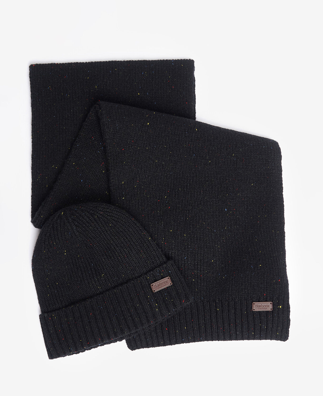 Barbour Carlton Fleck Beanie & Scarf Gift Set - Black