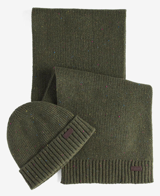 Barbour Carlton Fleck Beanie & Scarf Gift Set