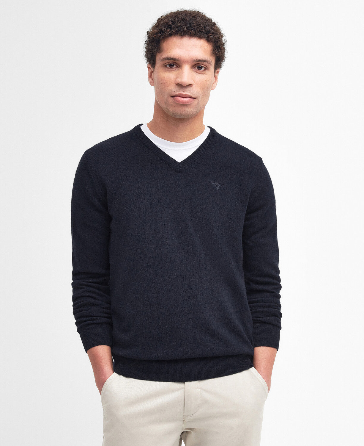Barbour Essential Lambswool V Neck Jumper - Navy