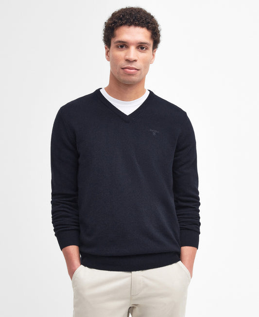 Barbour Essential Lambswool V Neck Jumper - Navy