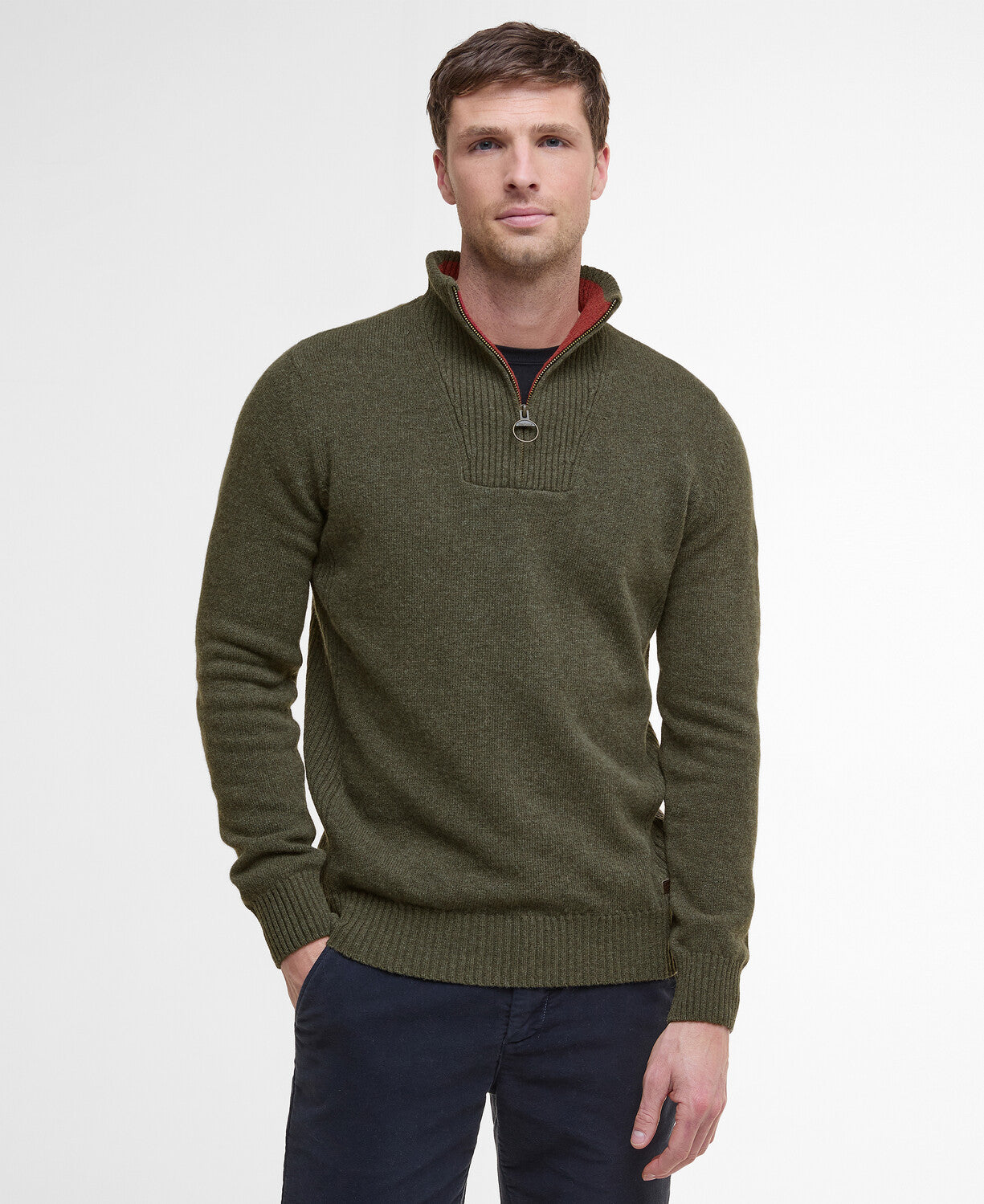 Barbour Nelson Essential Half Zip Jumper - Seaweed Green