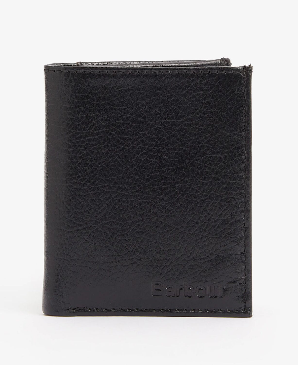Barbour Colwell small leather billfold wallet in black leather with embossed logo