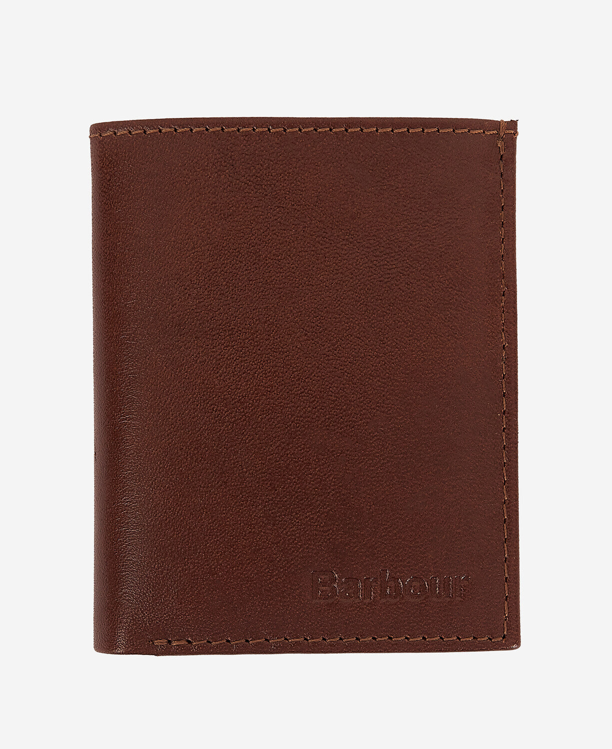 Barbour Colwell small leather billfold wallet in brown leather with embossed logo