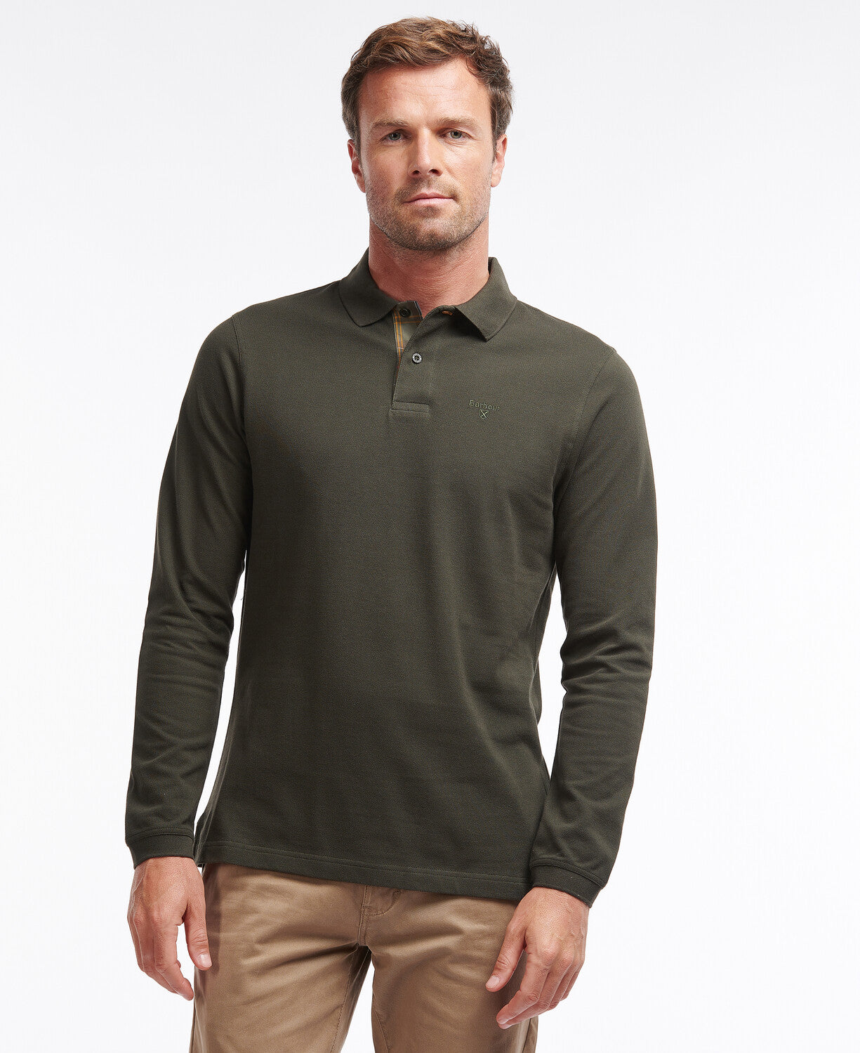 Barbour Long-Sleeved Sports Polo - Forest
