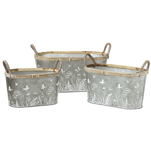 Heaven Sends Butterfly & Flower Design Metal Bucket