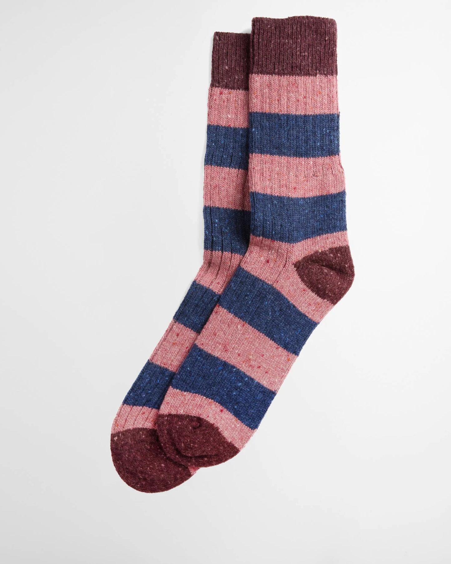Barbour Houghton Stripe luxury wool blend socks in a wide striped design with contrast heel and toe.