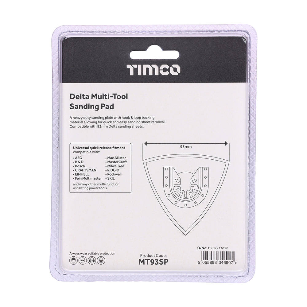 TIMCO Multi-Tool Delta Sanding Pad showing triangular shape and hook and loop surface