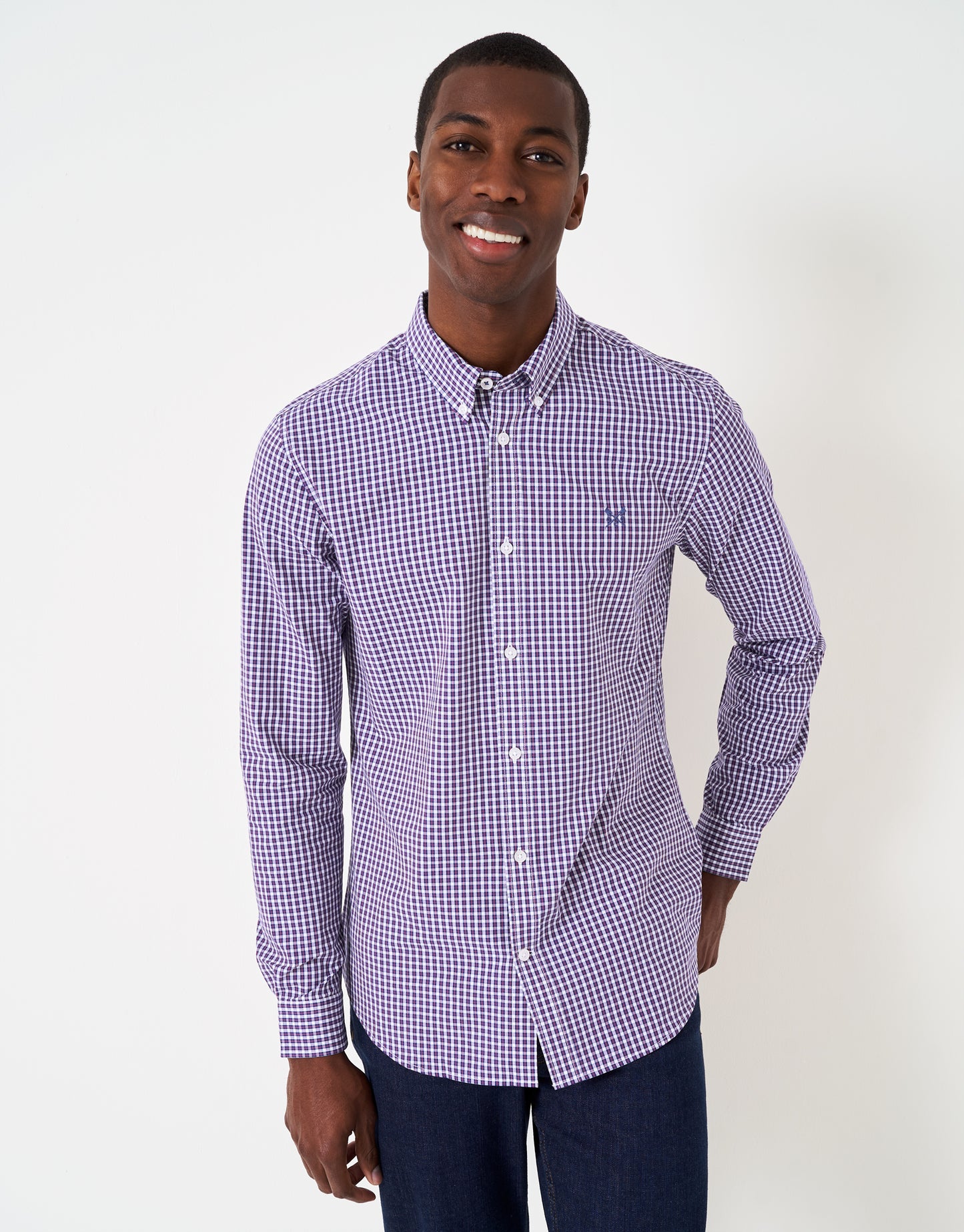 Crew Clothing Jasper Washed Poplin Check Shirt