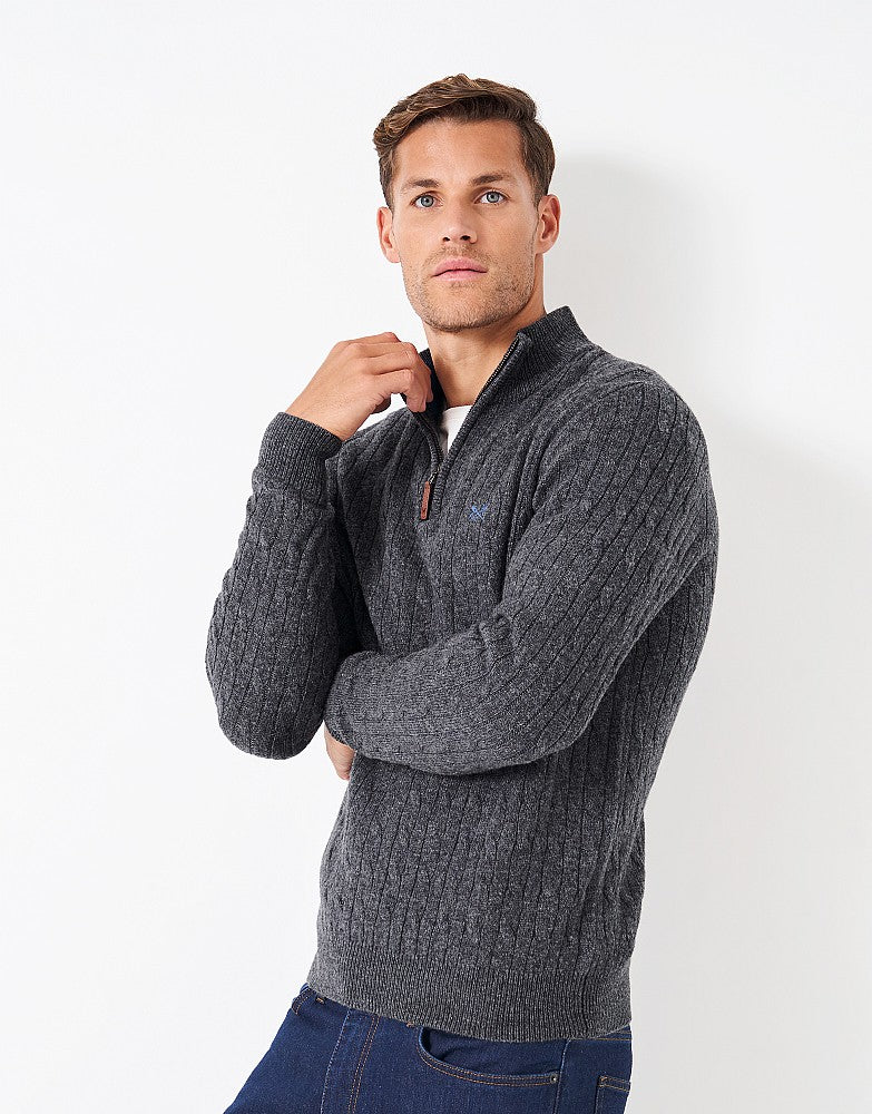 Crew Clothing Lambswool Cable Knit Half Zip Jumper
