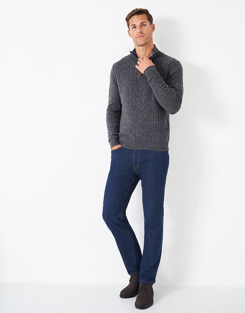 Crew Clothing Lambswool Cable Knit Half Zip Jumper