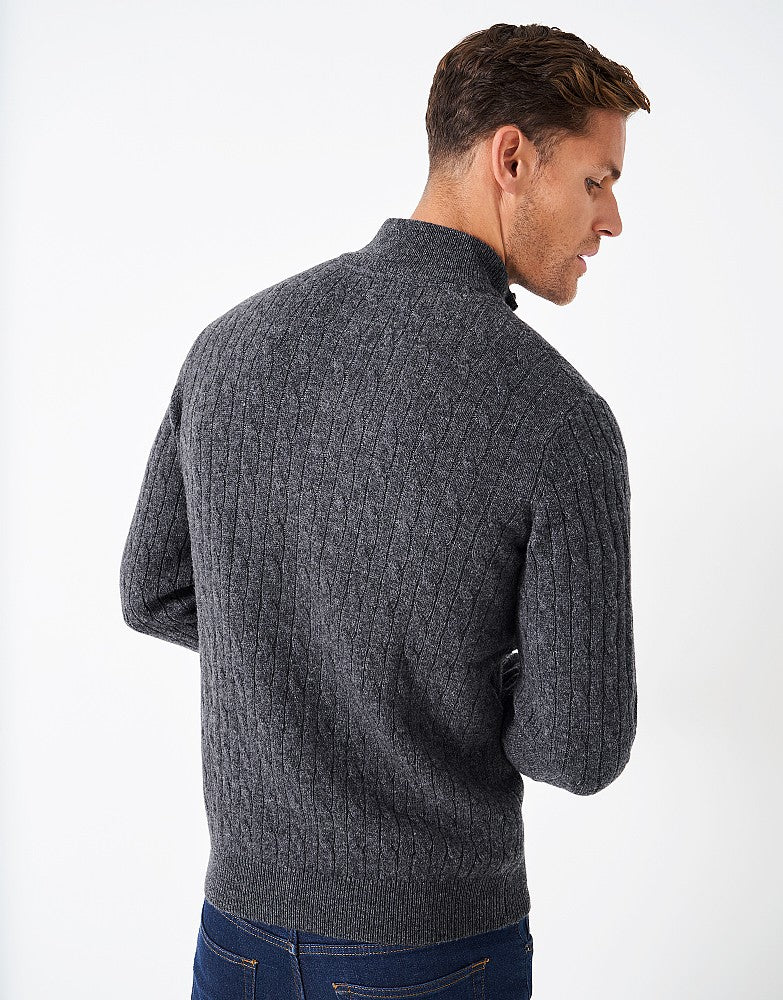 Crew Clothing Lambswool Cable Knit Half Zip Jumper