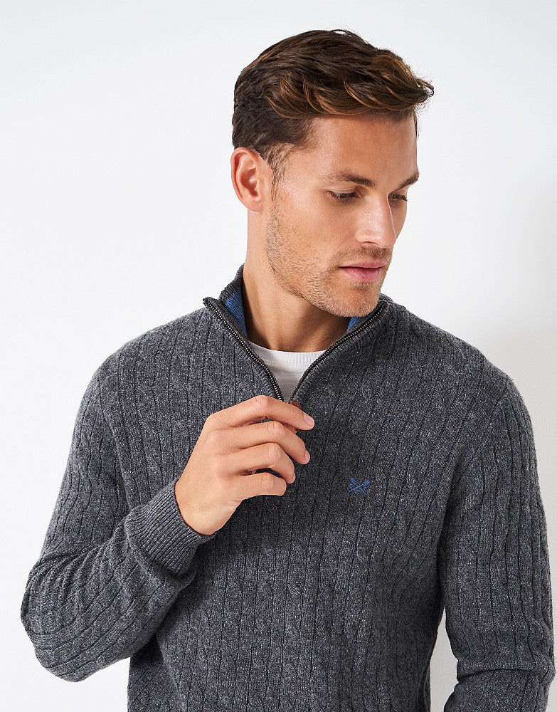 Crew Clothing Lambswool Cable Knit Half Zip Jumper
