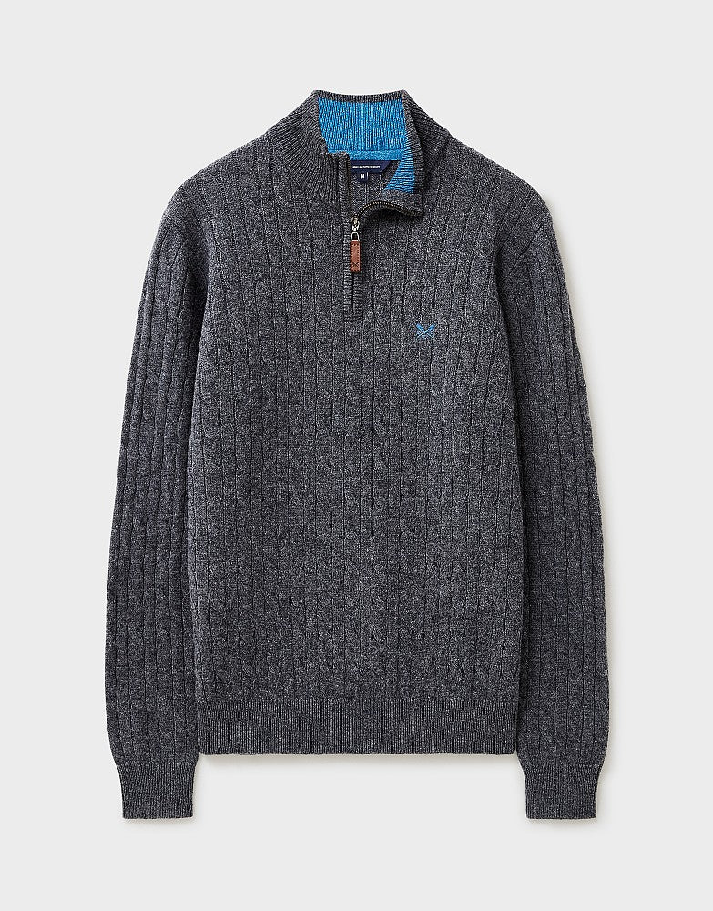 Crew Clothing Lambswool Cable Knit Half Zip Jumper