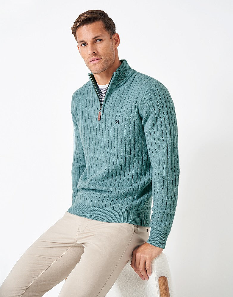 Crew Clothing Lambswool Cable Knit Half Zip Jumper