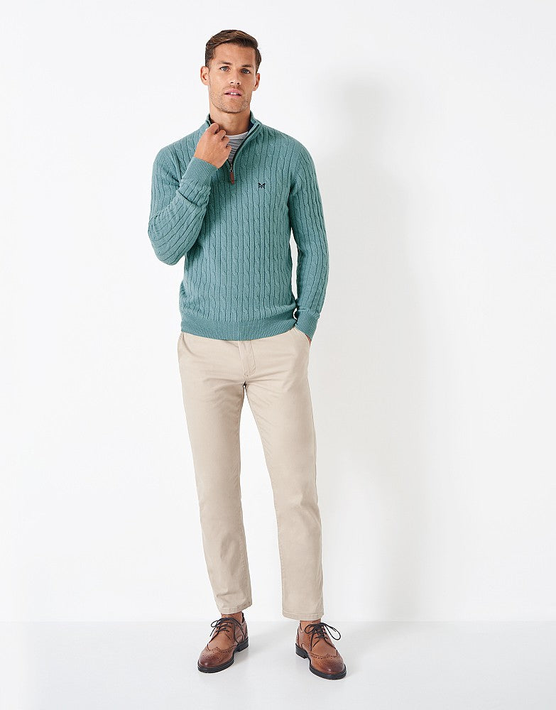 Crew Clothing Lambswool Cable Knit Half Zip Jumper
