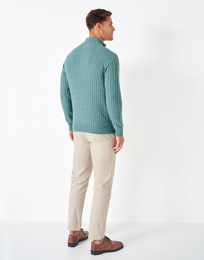 Crew Clothing Lambswool Cable Knit Half Zip Jumper