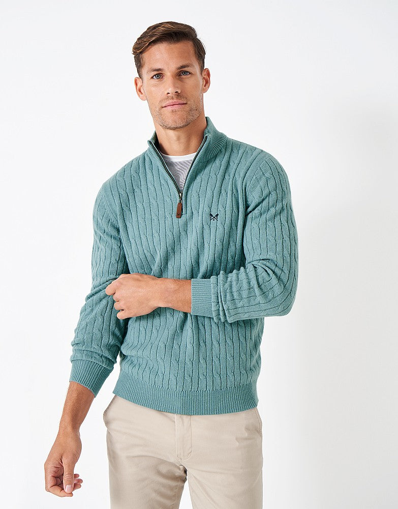 Crew Clothing Lambswool Cable Knit Half Zip Jumper