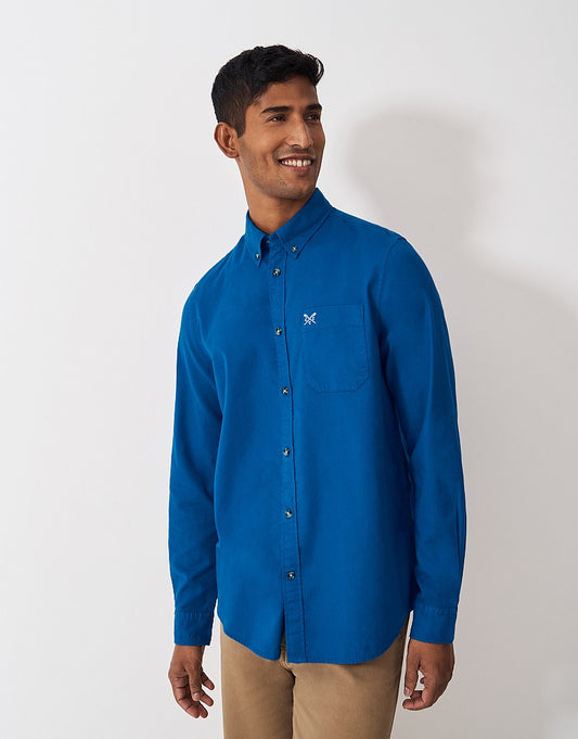 Crew Clothing Long Sleeve Garment Dyed Oxford Shirt