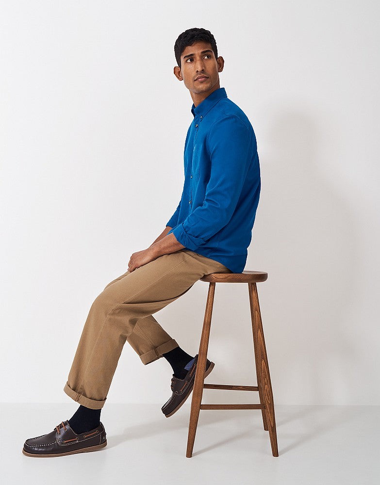 Crew Clothing Long Sleeve Garment Dyed Oxford Shirt